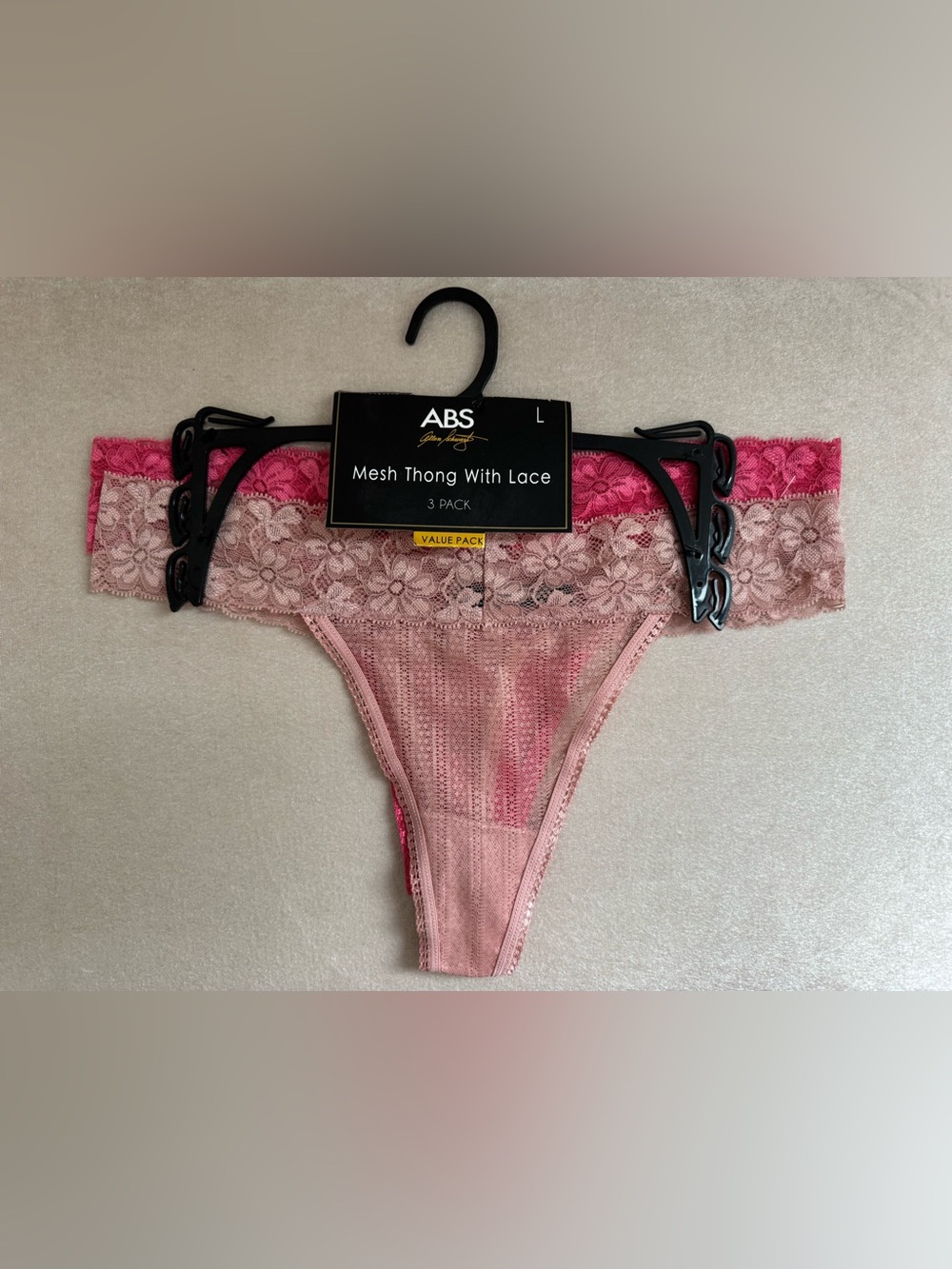 BNWT Allen Schwartz Mesh Lace Thong - Pink and Rose Pink